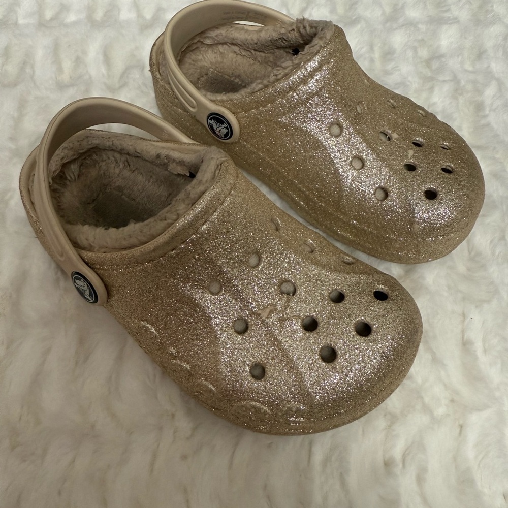 CROCS Kids Glittery Gold Clogs